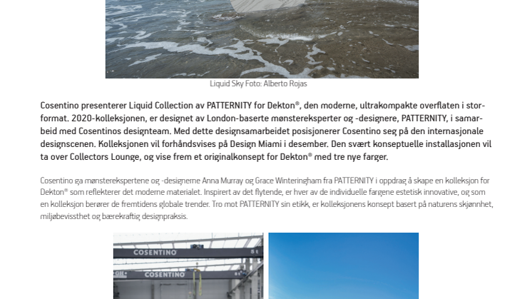 Cosentino lanserer Liquid, Dekton® 2020 – et designsamarbeid med PATTERNITY