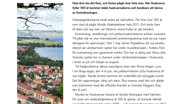 Huskvarna firar 100 år med sång och dans 