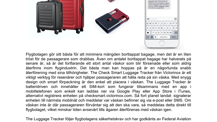 Victorinox lanserar hjälpmedel som minimerar borttappat bagage