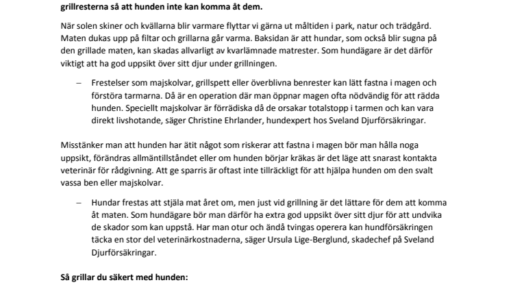 Grillrester en livsfara för hunden