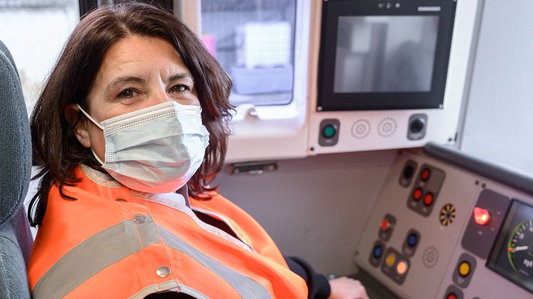 Lisa Gibbs, 56, is a newly qualified train driver and encourages women of all ages to consider the career. More images available below.