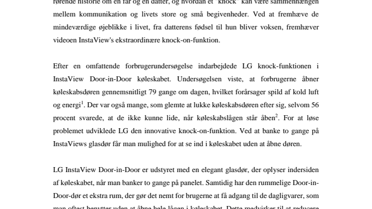 LG FORTÆLLER HISTORIEN OM  “LIFE IS A SERIES OF KNOCKS”