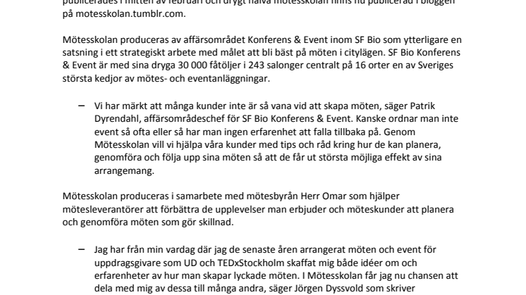 SF Bio Konferens & Event lanserar Mötesskolan