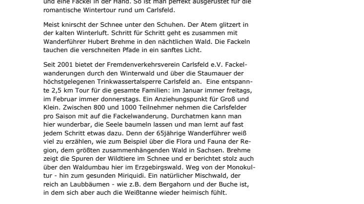 Reportage: Carlsfelder Fackelwanderung 