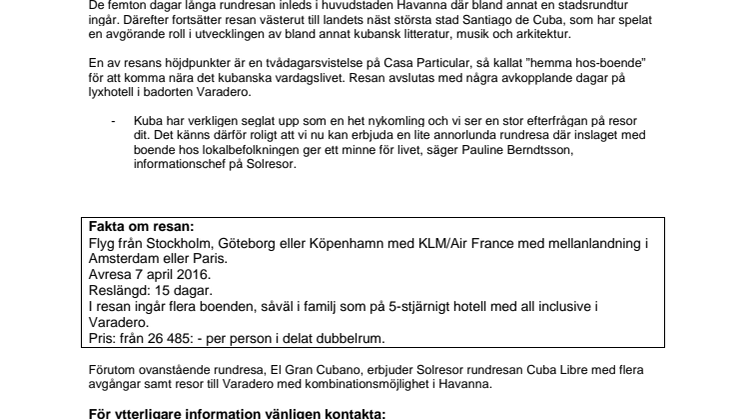 Månadens resa med Solresor: Ny rundresa på Kuba