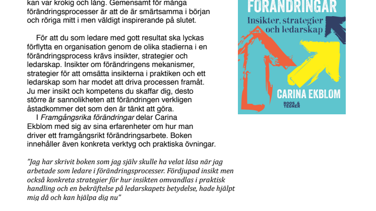 Framgångsrika förändringar – en bok av Carina Ekblom 