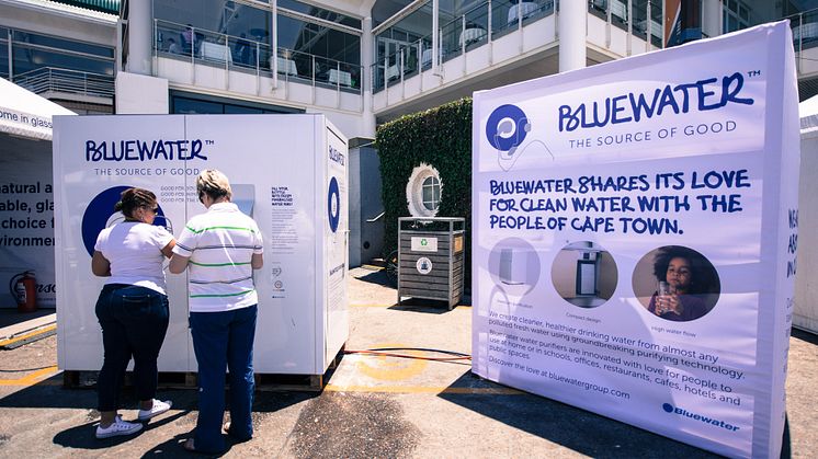 Bluewater helped the Volvo Ocean Race save tens of thousands of single-use plastic bottles in the Cape Town Race Village during the December 2017 visit, turning undrinkable water into pure drinking water from crucial hydration stations.