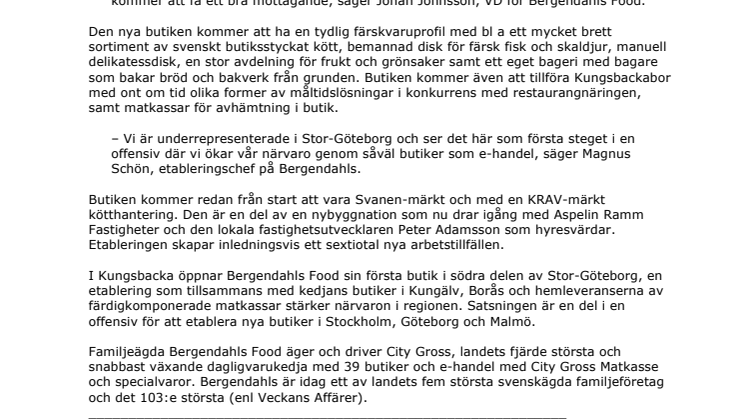 City Gross inleder offensiv i Stor-Göteborg med ny butik i Kungsbacka