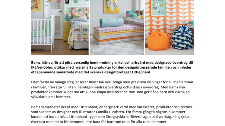 Bemz lanserar nya produkter för hela familjen och inleder ett samarbete med Littlephant