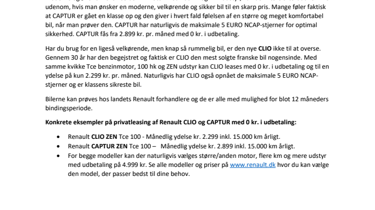 To af Danmarks og Europas mest populære biler for 0 kr.
