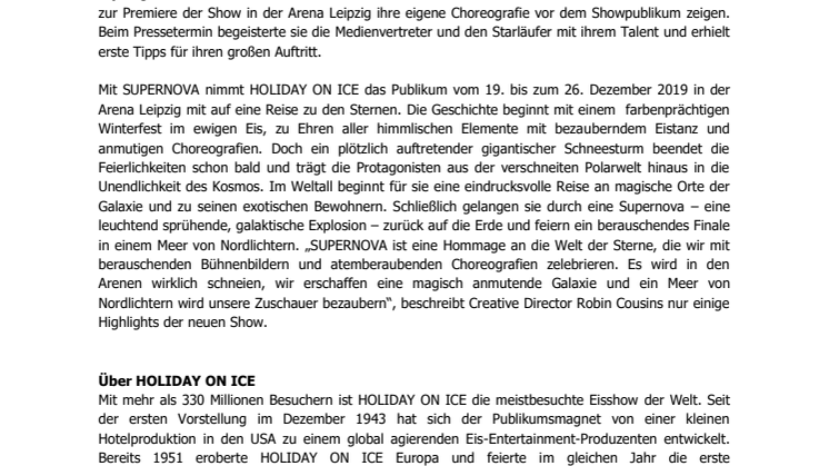 HOLIDAY ON ICE stellt neue Show SUPERNOVA in Leipzig vor