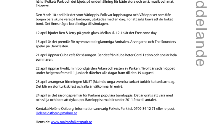 I april värmer Folkets Park upp