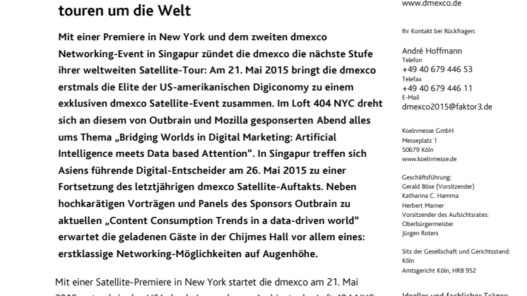 Von New York bis Singapur: dmexco Satellites touren um die Welt