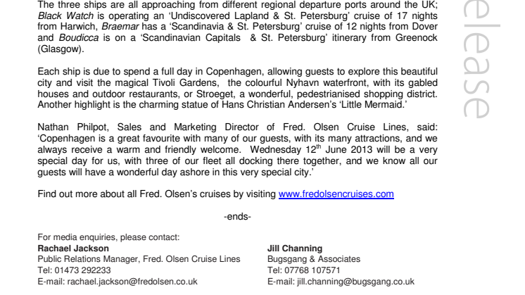 ‘I saw three ships come sailing in’ – to Copenhagen! 