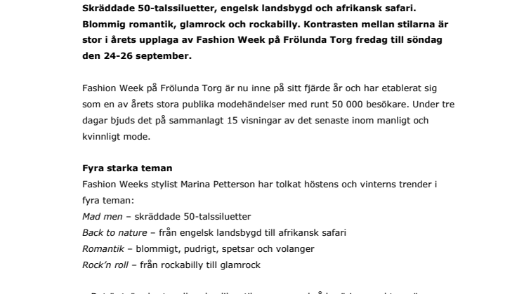 Höstens mode på Frölunda Torg: Starka teman och tvära kast i årets Fashion Week