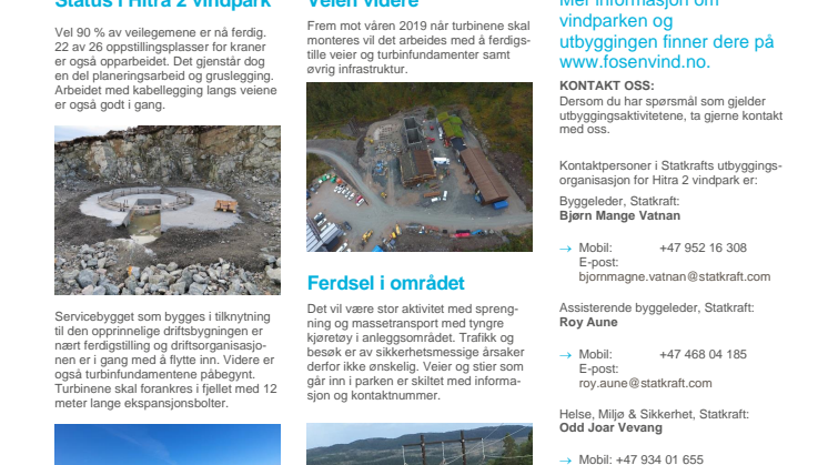 Nyhetsbrev Hitra 2 vindpark #3 - 2018