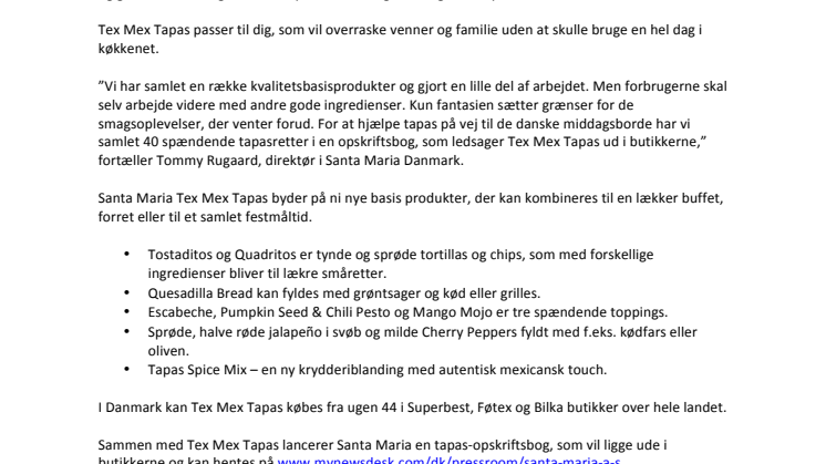 Santa Maria introducerer tapas til danskerne