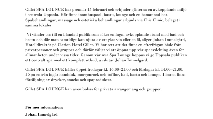 Ny spalounge på Gillet