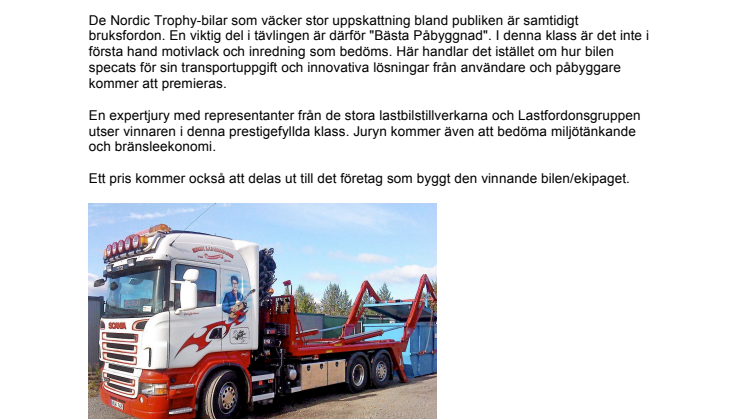 Lastbilen med bästa påbyggnad koras på Mantorp Park 27 augusti 2011