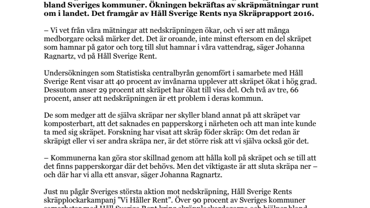 SCB-undersökning: Sju av tio upplever att skräpet ökar