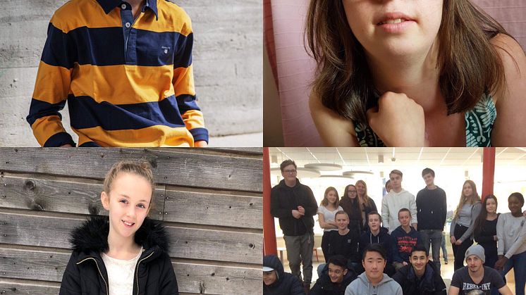Theo Haraldsson, Moa Engdahl, Maya Runhagen och klass 9f i Huddinge - finalister i Årets Nätängel Junior 2018
