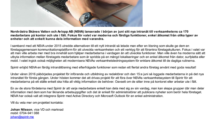 NSVA valde intranättjänsten Spintr