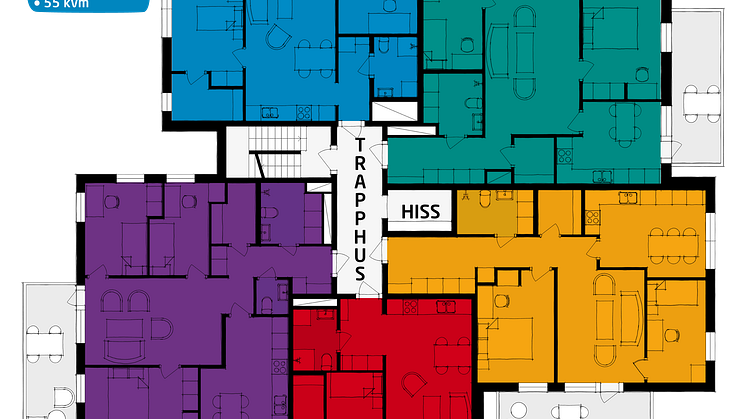 Våningsplanskiss Uggleberget hus 1-7
