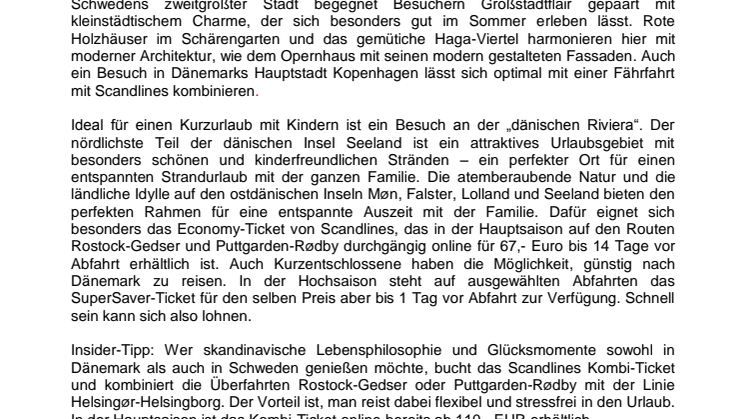 Sommerglücksmomente für Kurzentschlossene: Sommer satt an Bord von Scandlines 