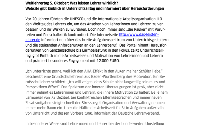 Weltlehrertag der UNESCO am 5. Oktober: Was leisten Lehrer wirklich?