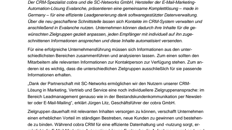  cobra und SC-Networks gehen strategische Kooperation ein