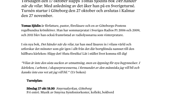 Det händer när du vilar  - Tomas Sjödin på turné