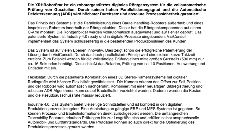 XRHRobotStar: High-Volume in-line Prüfung