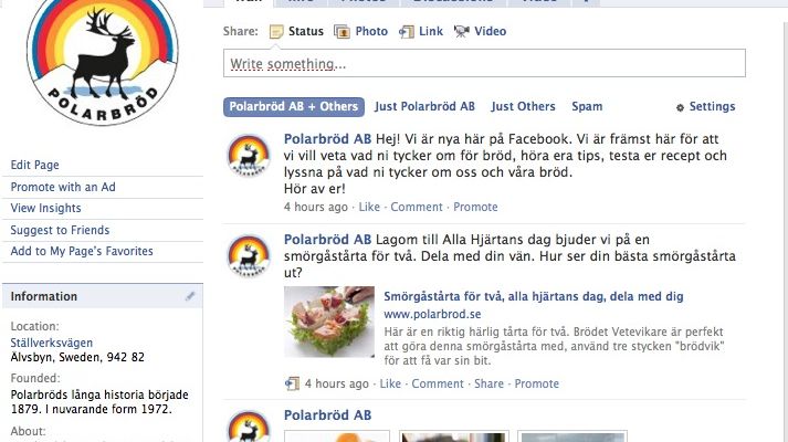 Polarbröd lanserar fanpage på Facebook 