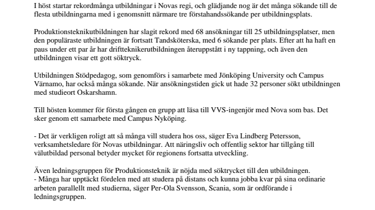 Stort intresse för Novas utbildningar