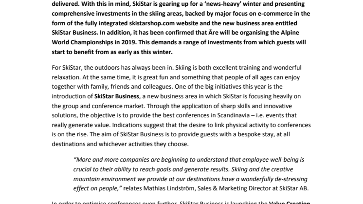 SkiStar AB: Out(doors) is the new in!