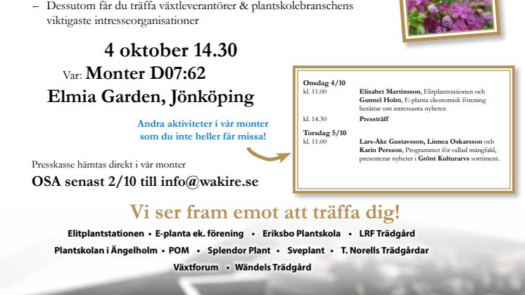 Inbjudan och program för Svenska Plantskolor