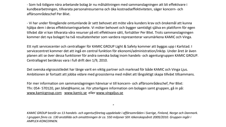 KAMIC och Vinga Ljus går samman!