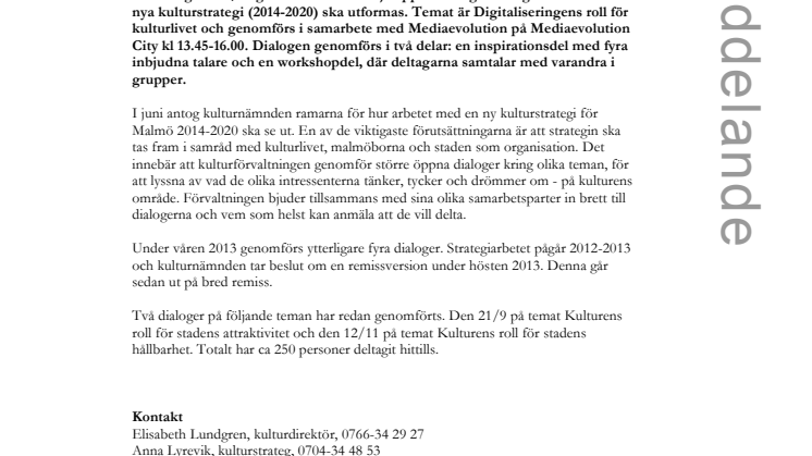 Publik dialog för kulturstrategi 2014-2020
