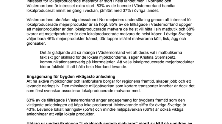 Lokalproducerad mat är viktigt i Västernorrland