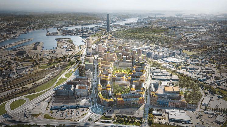 Den tredje detaljplanen för omvandlingen av handels- och verksamhetsområdet Backaplan är ett av ärendena på stadsbyggnadsnämnden 31 januari. Bild: White Arkitekter.