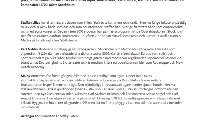 C M Bellman på Mälby Säteri lördagen 2 juni