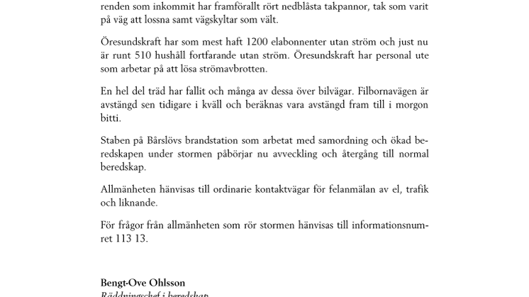Stormen Simone klingar av