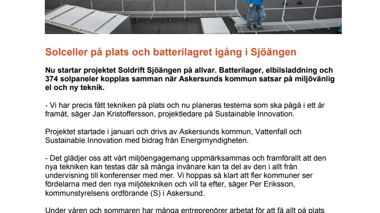 Solceller på plats och batterilagret igång i Sjöängen 
