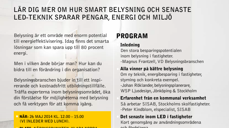 Inbjudan till seminarium om belysning och energieffektivitet