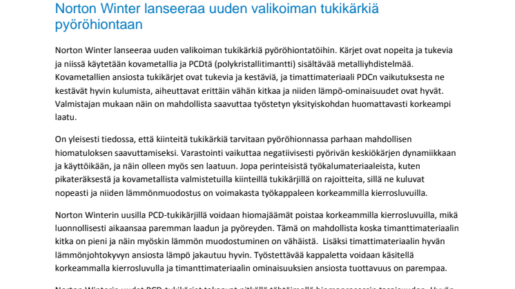 Norton Winter lanseeraa uuden valikoiman tukikärkiä pyöröhiontaan