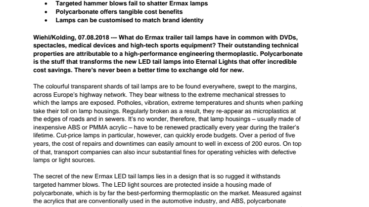 “Hammer-proof” tail lamps ease costs and nerves in transport industry thanks to wonder material polycarbonate