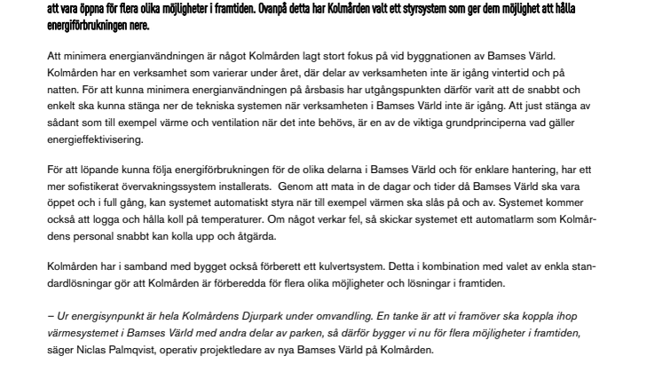Energieffektivisering - en viktig grundsten vid Bamsebygget