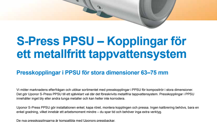 S-Press PPSU – för ett metallfritt tappvattensystem