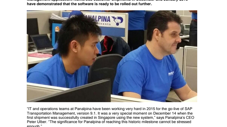Panalpina reaches important milestone in IT project