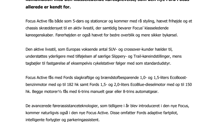 Focus Active – SUV-alsidighed og klasseledende køreegenskaber